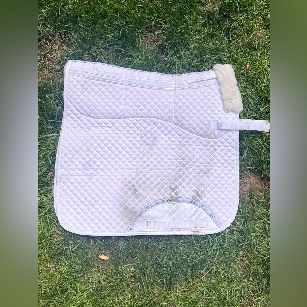 Total Saddle Fit Cotton Quilted Merino Wool Dressage Saddle Pad White Shimmable